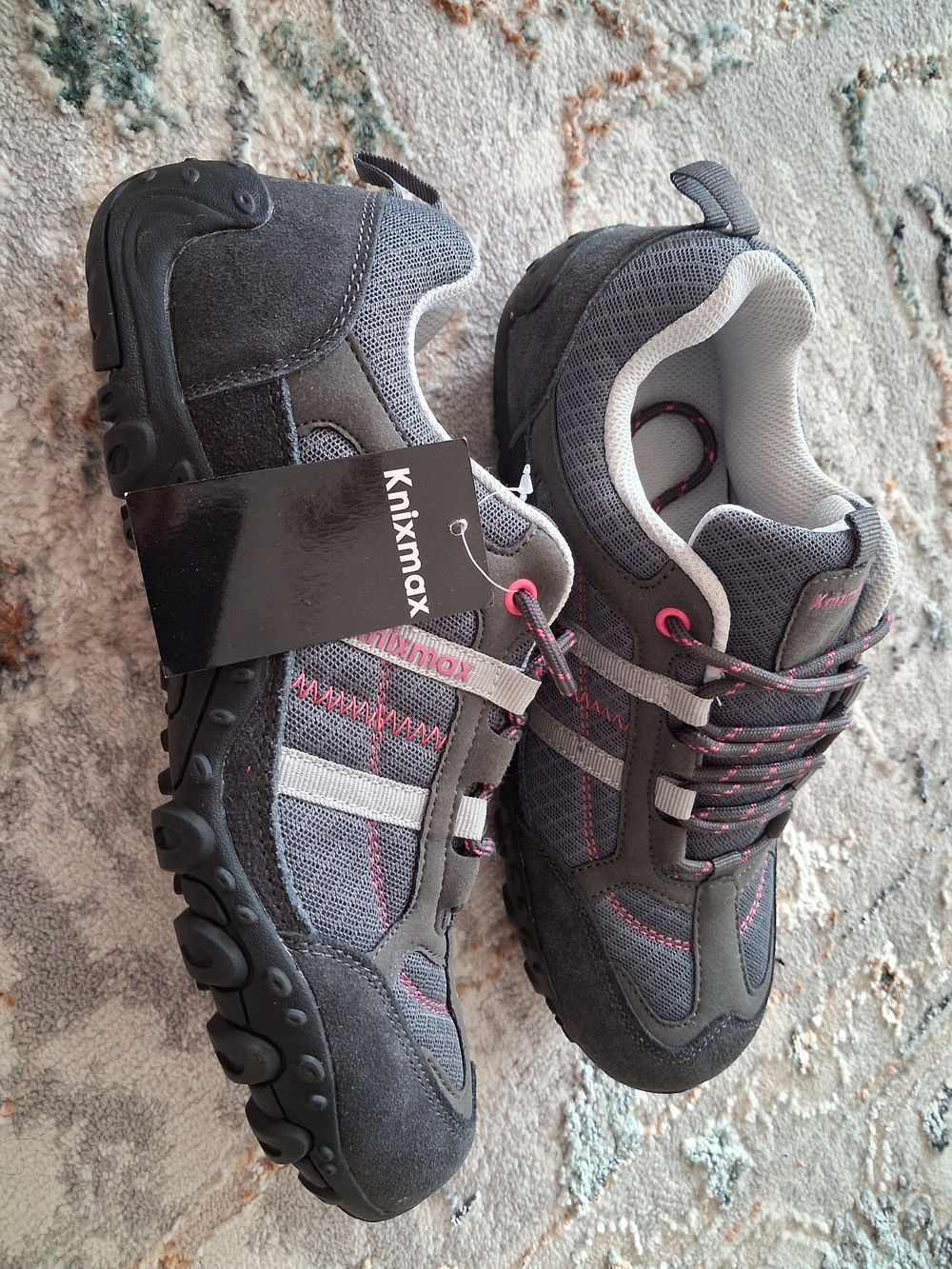knix  Grey and Pink Outdoor Trail Sneakers